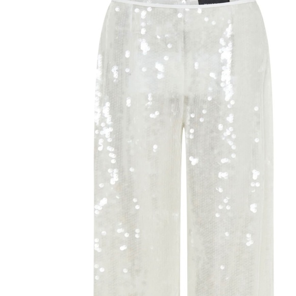 White Fox Boutique Silver Sequin Straight Leg Pants - Picture 4 of 6